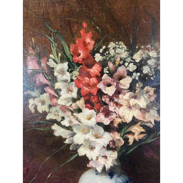 Aimé Perret, Still Life with Flowers, 1885, Oil Painting on Canvas, Framed For Sale - Image 3 of 12