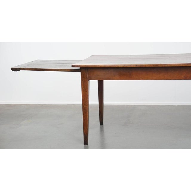 Antique French Cherry Dining Table with a Large Extendable Top and a Drawer For Sale - Image 3 of 17