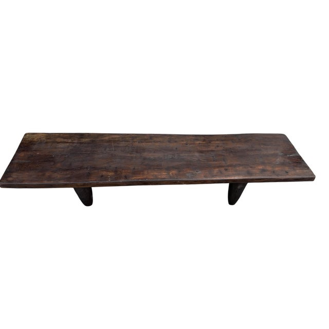 Tribal Vintage Large-Tribal-Wood-Senufo-Coffee-Table stool-74.5" W For Sale - Image 3 of 8