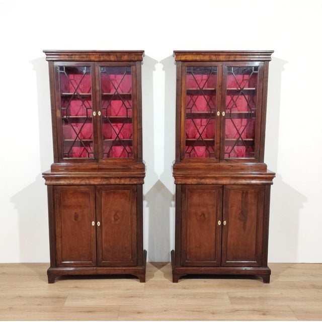 19th Century Walnut Bookcases with Pull-Out Shelves, Italy, Set of 2 For Sale - Image 11 of 11