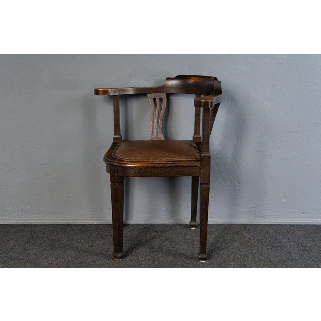 Vintage Armchair in Leatherette and Oak For Sale - Image 3 of 13