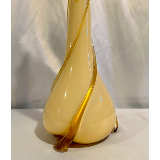 1970s Vintage Murano Vase Yellow Amber Art Glass For Sale - Image 5 of 7