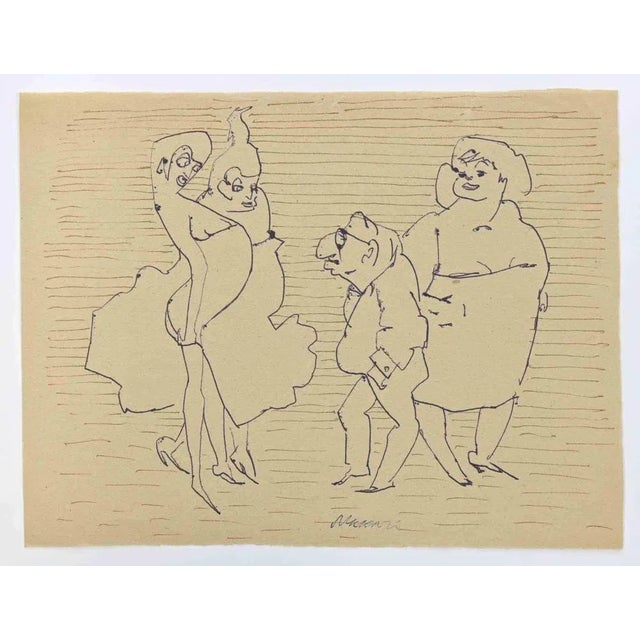Flirtatious Women is a Pen Drawing realized by Mino Maccari (1924-1989) in 1960s. Hand-signed in the lower margin. Good...