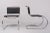 Two iconic MR10 cantilever chairs. Design by Ludwig Mies van der Rohe Chrome tube frame comes with Black Leather...