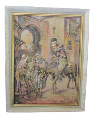 Vintage French Tapestry with Silk Embroidery, 1930s