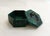 Hexagonal jewelry box made entirely of veined green malachite (resin finish); lid decorated with a hut under the moon,...