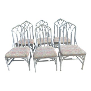 Vintage Henry Link for Lexington Rattan Cathedral Dining Chairs - Set of 6 For Sale