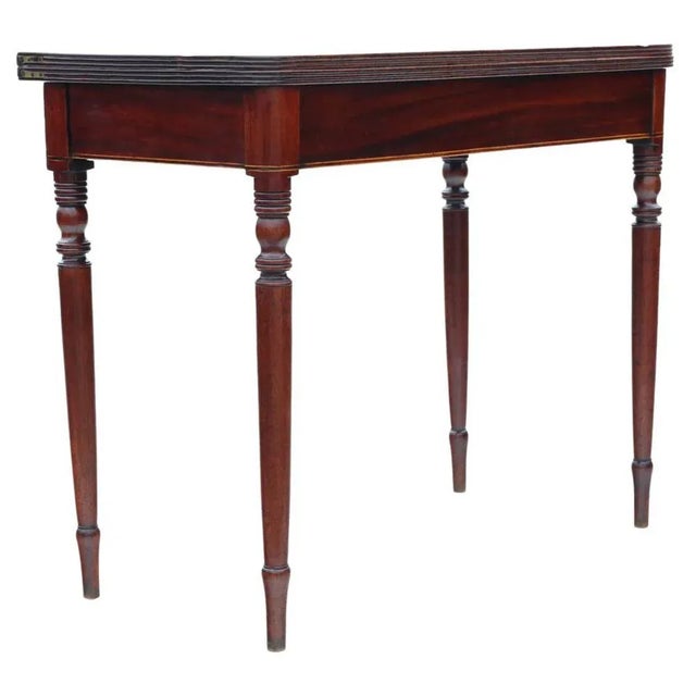 Antique Fine Quality circa 1800 Inlaid Mahogany Folding Card or Tea Table - Side Occasional Furniture, showcasing a...
