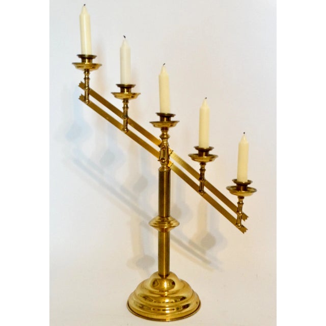 Hollywood Regency Large Mid 20th Century Articulating Gilt Brass Candelabra For Sale - Image 3 of 12