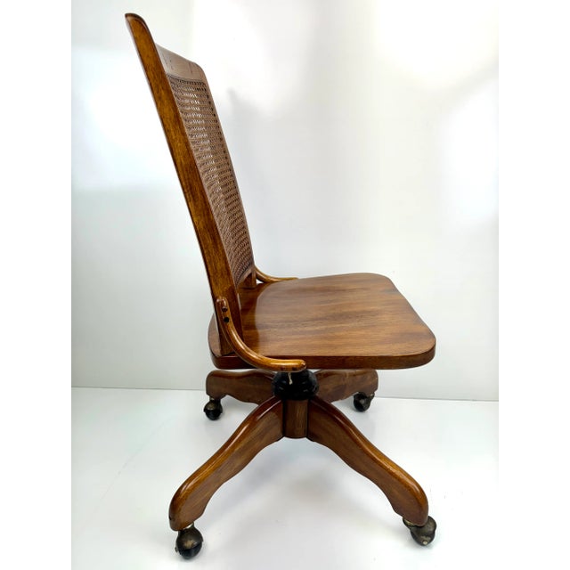 Mid Century Cane Back Swivel Office Chair | Chairish
