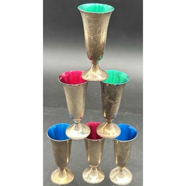 Mid 20th Century Gorhan Sterling Silver 951 Cordial Shot Glasses 124 Grams - Set of 6 For Sale - Image 15 of 17