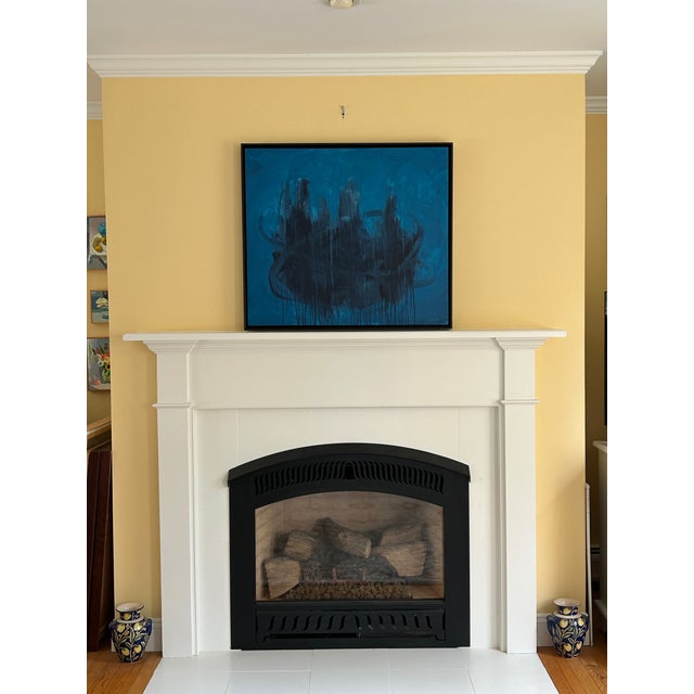 Abstract Blue Fusion, Contemporary Framed Abstract Acrylic Painting by Stephen Remick For Sale - Image 3 of 12