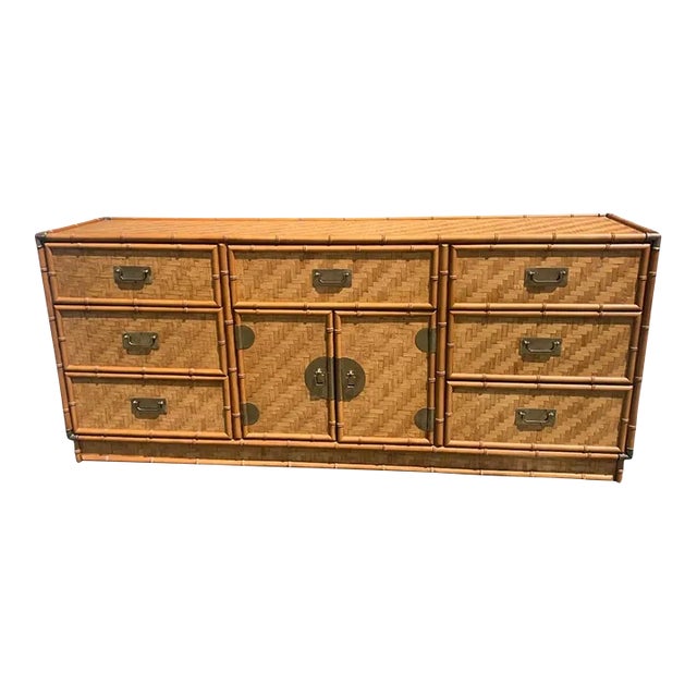Late 20th Century Rattan Dresser by Dixie With Faux Bamboo, Woven ...
