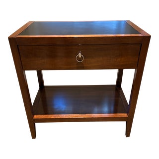 Baker Furniture Leather Top Side Table For Sale