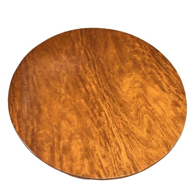 Wood Restored Vintage Round Rattan Coffee Table With Mahogany Top For Sale - Image 7 of 9