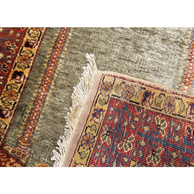 Early 20th Century Vintage Turkish Hereke Prayer Rug, Green and Brick Red, Early 1900s, 2' x 3' For Sale - Image 5 of 16