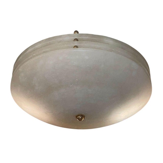 Stone Set of Three Alabaster Flush Mount Ceiling Lights. u.s.a. Mid-20th Century. For Sale - Image 7 of 7