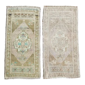 1970s Low Pile Turkish Yastik Rug - a Pair