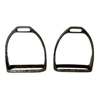 1918 Antique Us Cavalry Horse Saddle Stirrups, Set of 2 For Sale