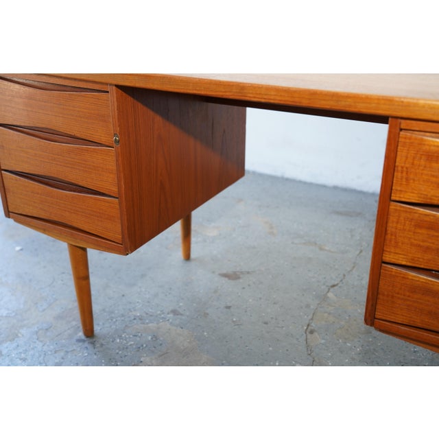Danish Modern Teak Double-Pedestal Desk in the Style of Arne Vodder For Sale - Image 12 of 17