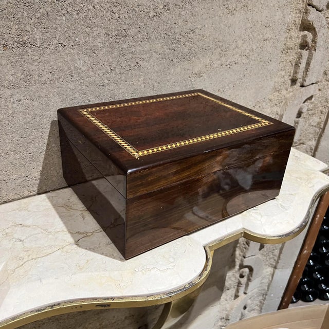 Dunhill Vintage Cigar Box by Paradigm Humidor Co., Wood With Marquetry Inlay For Sale - Image 4 of 10