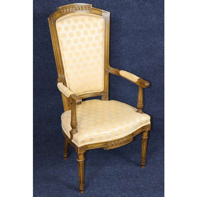 20th C Pair of Tall Back Impressive Louis XVI Style Armchairs For Sale - Image 10 of 13
