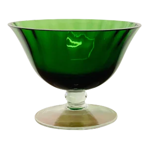 Mid 20th Century Hand Crafted Polish Mouthblown Green Glass Footed Bowl