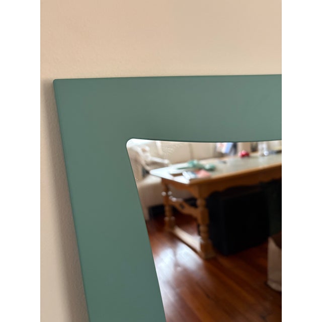 Soft Seafoam Green Arched Full-Length Leaning Wall Mirror - Architectural Frame, Coastal Modern For Sale - Image 4 of 6