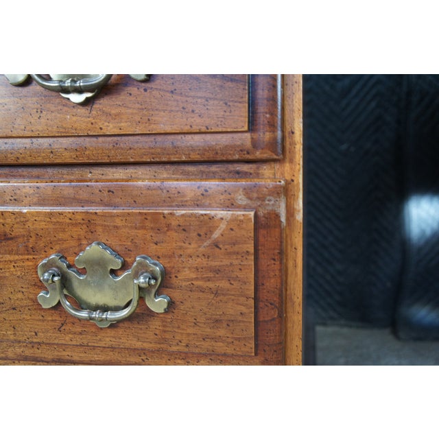 1970s Mid Century Cherry American Colonial Style Kneehole Office Writing Desk 47" For Sale - Image 10 of 12