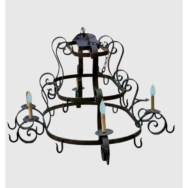 Metal 1990s Adele Kerr Chandelier Custom-Made 6 Bulb Light Fixture For Sale - Image 7 of 11