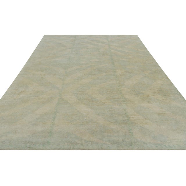 2010s Rug & Kilim’s Scandinavian Style Rug, Subtle Geometric Pattern in Cream and Blue For Sale - Image 5 of 8