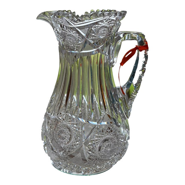 Antique American Brilliant Cut Crystal Jug or Pitcher For Sale