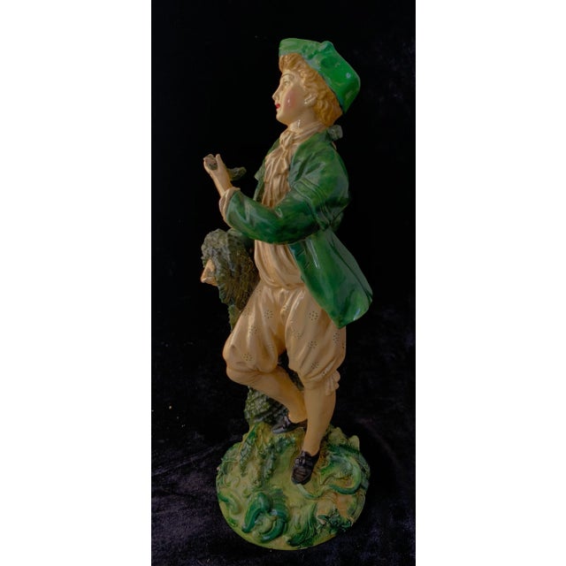 Vintage Borghese Young Fisherman With a Net & Fish Figurine For Sale - Image 9 of 13