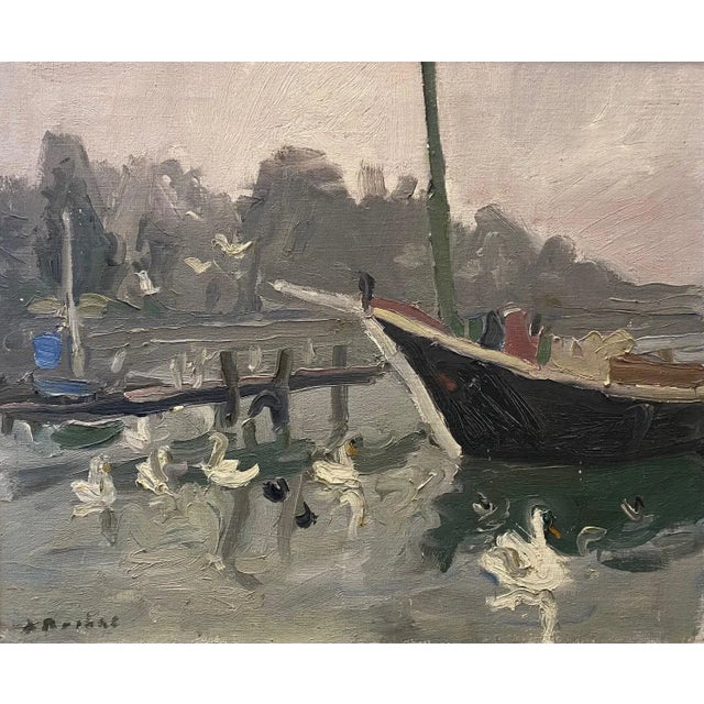 Alexandre Rochat, The Swans, Oil on Canvas For Sale - Image 9 of 9