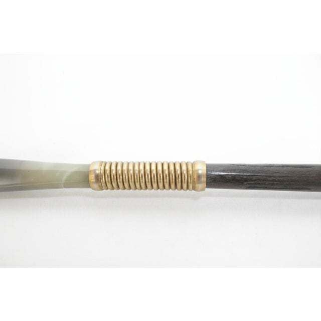 Rustic Vintage Deer Stag Antler Handle Wood Natural Ox Horn Shoehorn Stick For Sale - Image 3 of 6