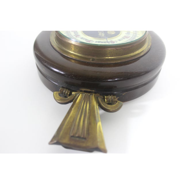 Vintage Western German Barometer for Wall Made of Wood Brass and Glass For Sale - Image 10 of 10