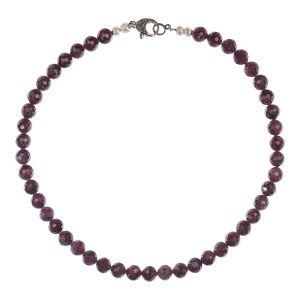Ajd 17 Inch Sparkling Natural Ruby Purple Faceted 9mm Necklace July Birthstone