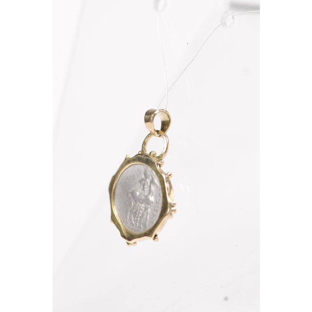 Silver Greek Ar Drachm [Coin] Pendant Set W 18k For Sale - Image 8 of 12