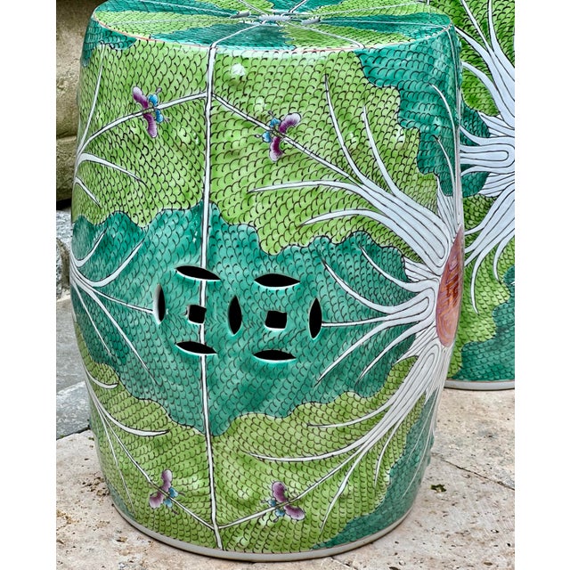 Chinese Bok Choy Hand Painted Garden Stool – Famille Verte Jingdezhen Porcelain For Sale - Image 4 of 12