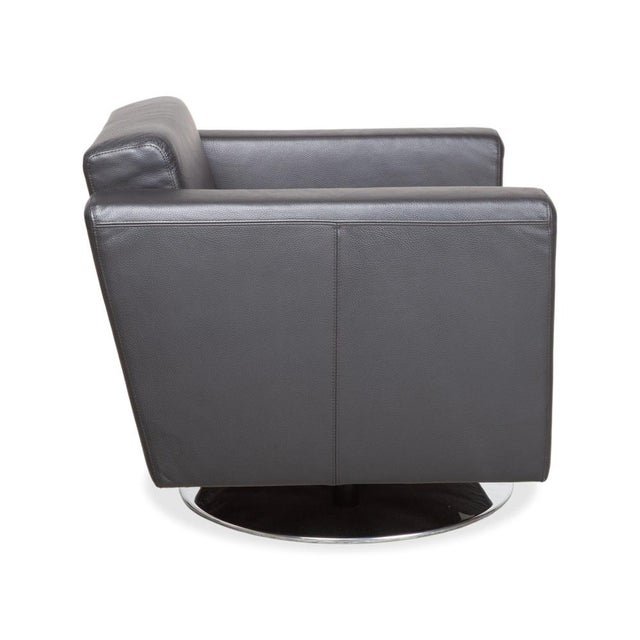 Black Chrome and Leather Serge Armchair with Swivel Function from Brühl For Sale - Image 10 of 14