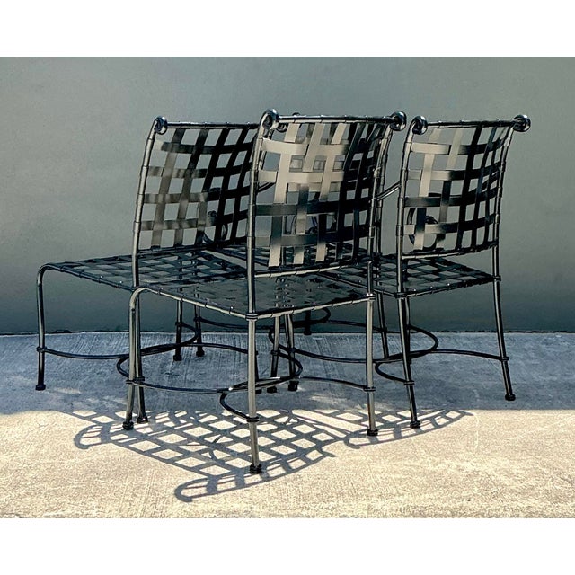 Black Vintage Brown Jordan Wrought Iron “Florentine” Dining Chairs - Set of 4 For Sale - Image 8 of 12