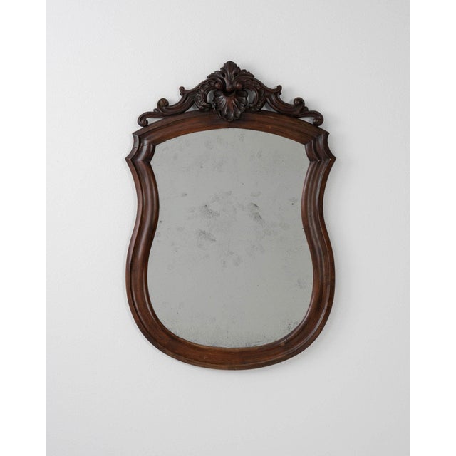 19th Century France Brown Wood Mirror For Sale - Image 4 of 10