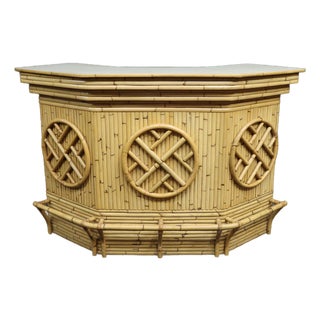Mid-Century Modern Split Bamboo & Rattan Tiki Dry Bar For Sale