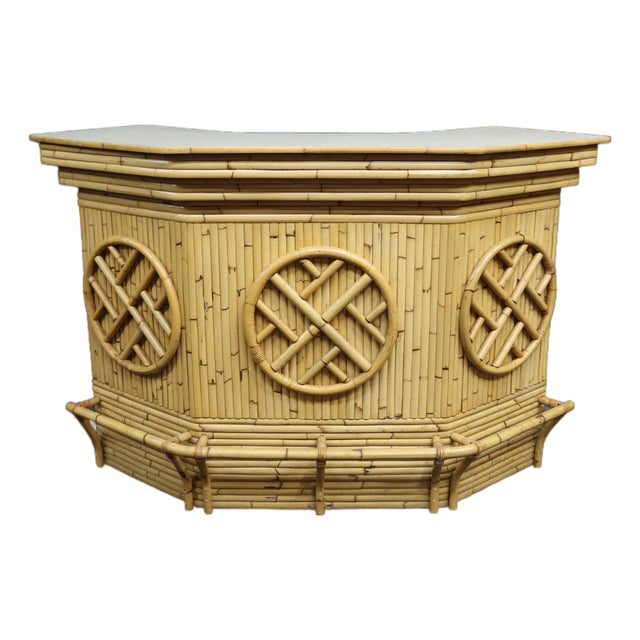 Mid-Century Modern Split Bamboo & Rattan Tiki Dry Bar For Sale