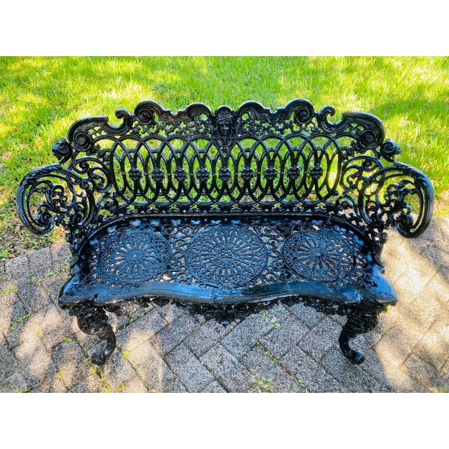 Mid 19th Century Victorian Betsy Ross Cast Iron Garden Bench For Sale - Image 9 of 10