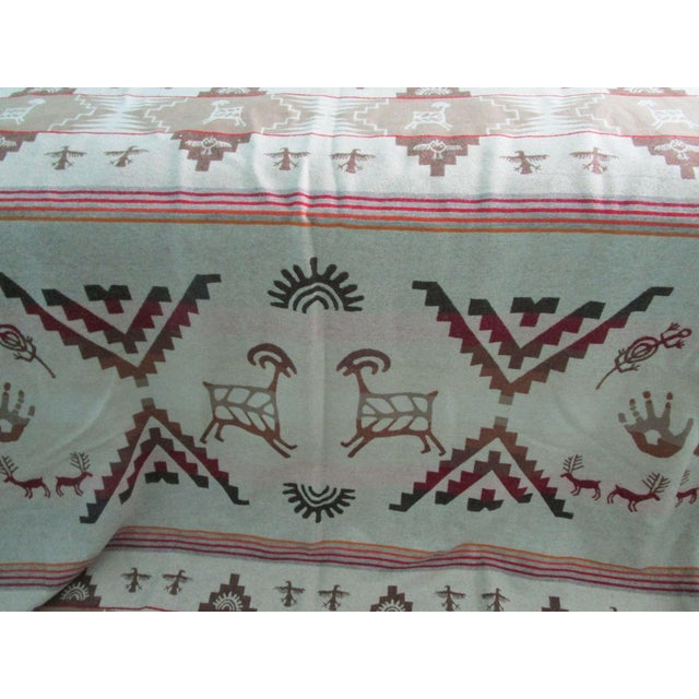 Pendleton Southwest Rock Art Petroglyph Wool Bedspread King Earth Tone Small Holes For Sale - Image 11 of 14