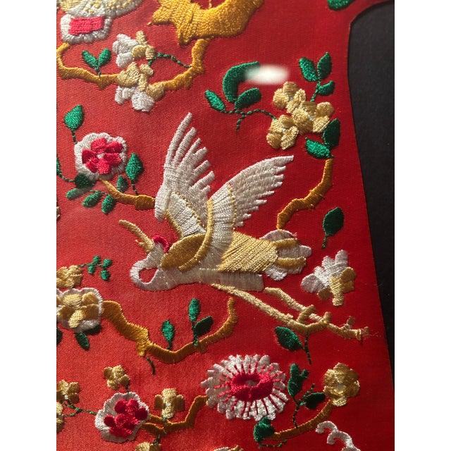 Red Framed Embroidered Asian Silk Childs Robe For Sale - Image 8 of 9