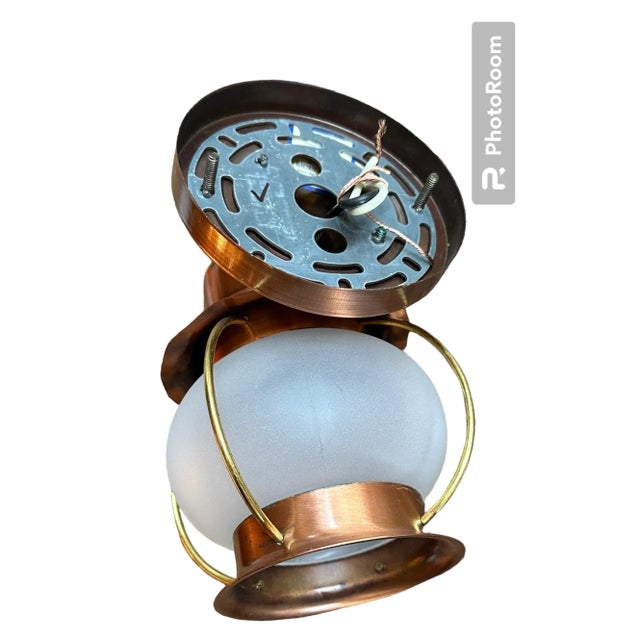 Midcentury Copper, Brass and Frosted Glass Jar Sconces, Circa 1940 For Sale In Los Angeles - Image 6 of 6
