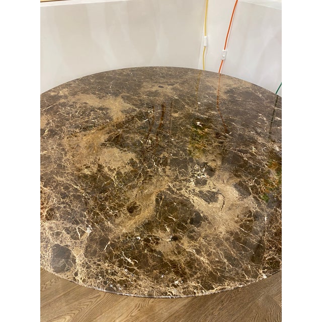 Brown Emperor Marble Tulip Table by Eero Saarinen for Knoll International, 1980s For Sale - Image 8 of 9