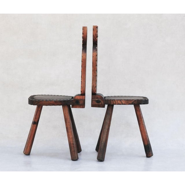 Wood Brutalist Tripod Feline Chairs, 1950, Set of 2 For Sale - Image 7 of 12